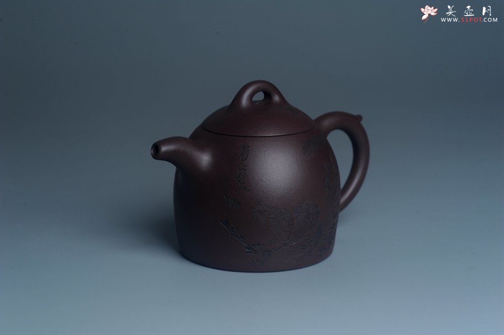 紫砂壶图片：实力派工艺师文砂苑堂主周斌 优质底槽青全手工精工秦权壶 秋果飘香庆丰收 满月增辉逢双喜 - 全手工紫砂壶网