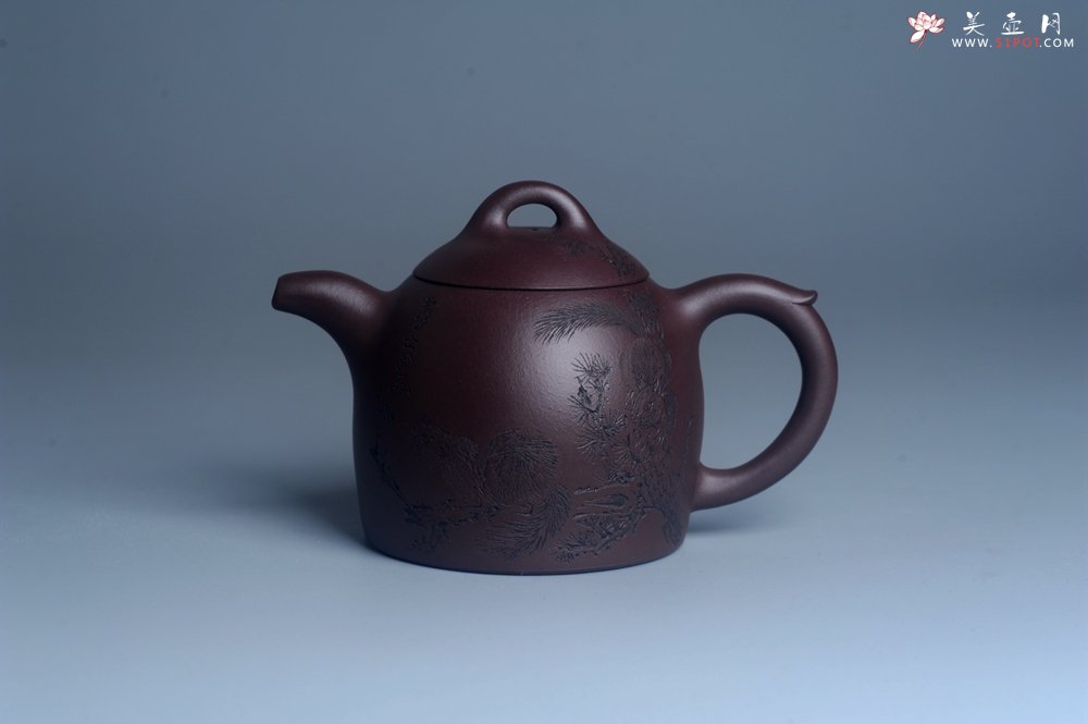 紫砂壶图片：实力派工艺师文砂苑堂主周斌 优质底槽青全手工精工秦权壶 秋果飘香庆丰收 满月增辉逢双喜 - 全手工紫砂壶网