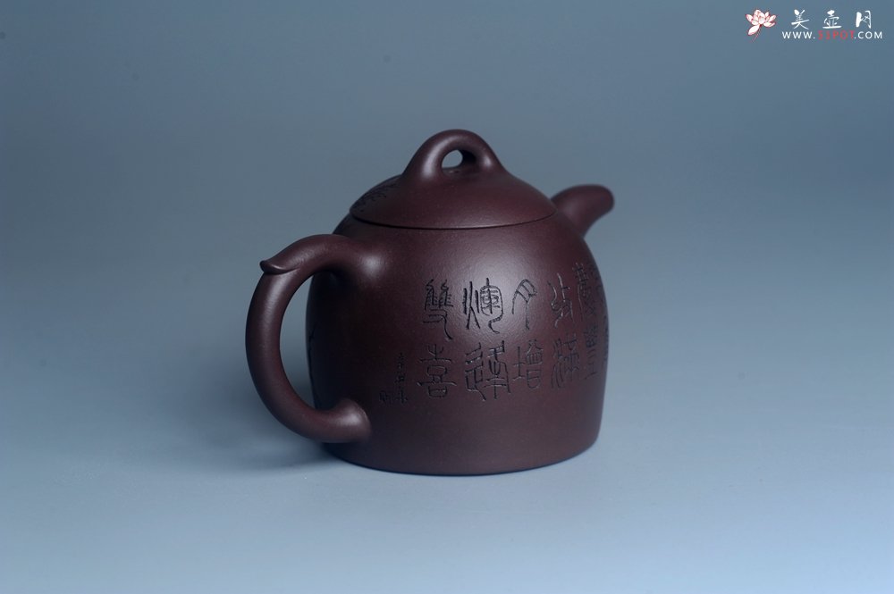 紫砂壶图片：实力派工艺师文砂苑堂主周斌 优质底槽青全手工精工秦权壶 秋果飘香庆丰收 满月增辉逢双喜 - 全手工紫砂壶网