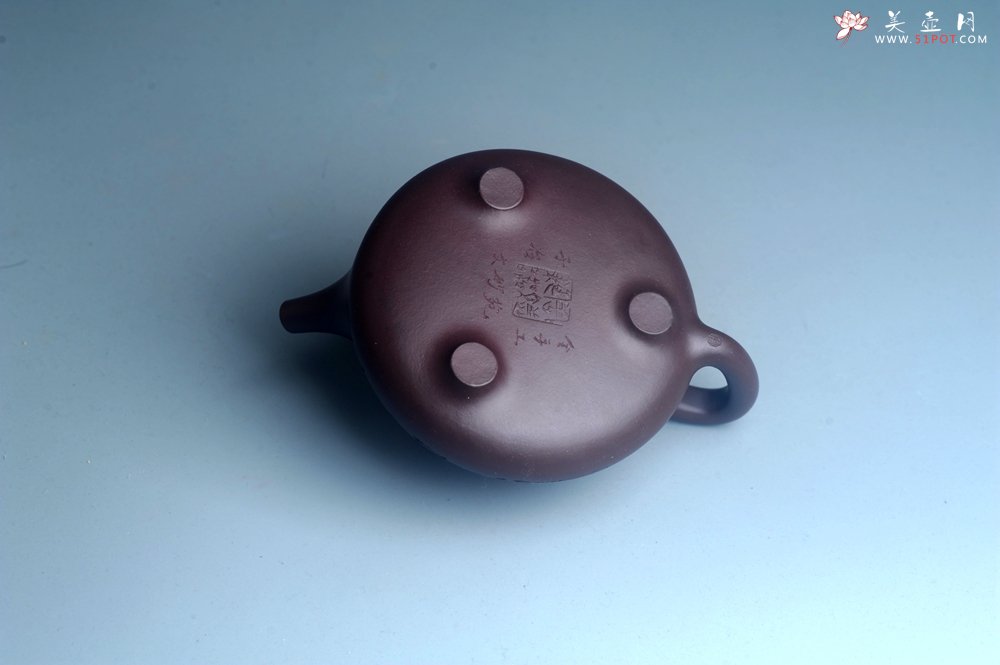 紫砂壶图片：实力派工艺师周斌优质底槽清全手工精工子冶石瓢 装饰竹林七贤 特文气 - 全手工紫砂壶网