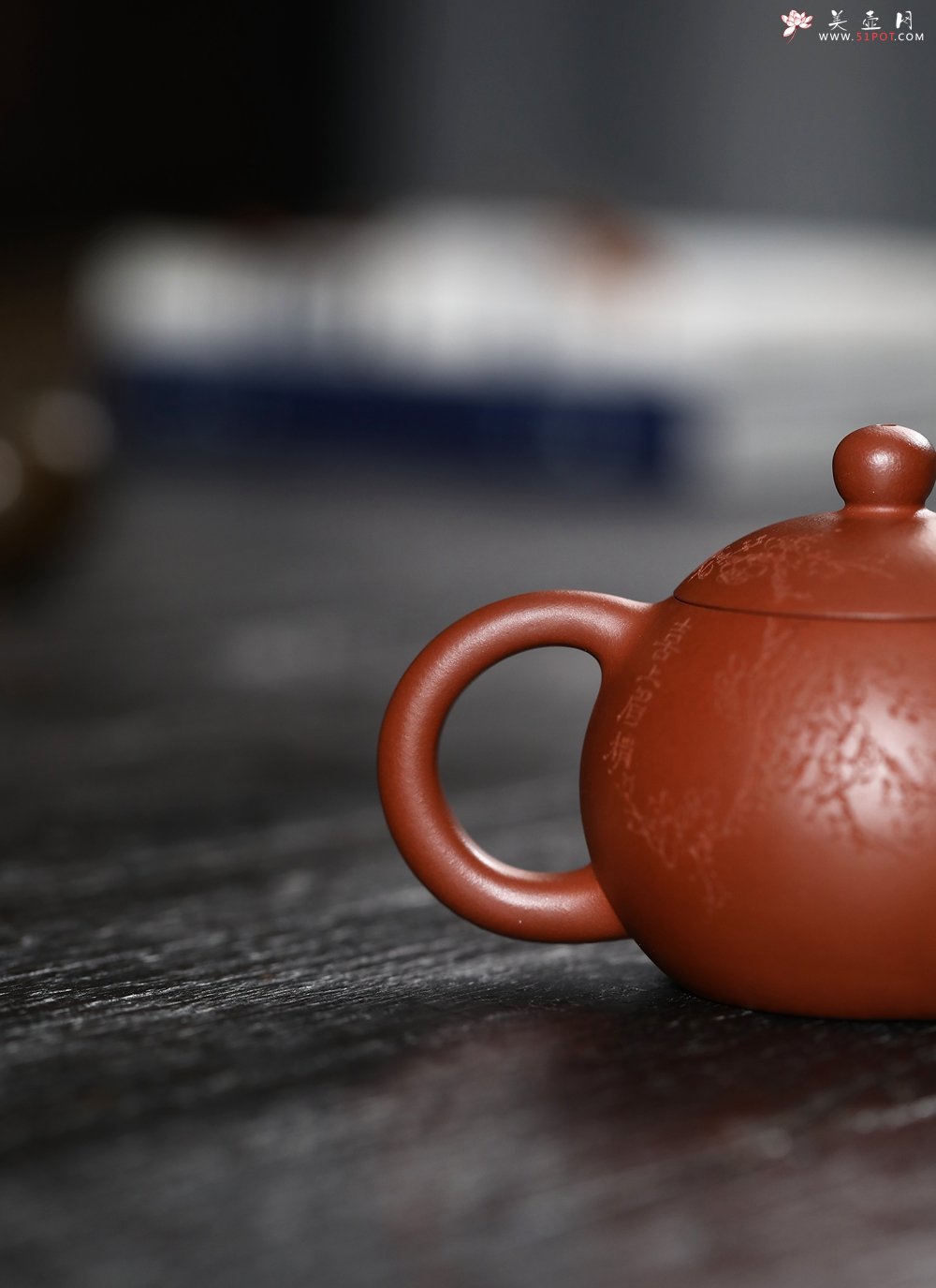 紫砂壶图片：潜力股周小培 黄龙山小红泥 特好全手工西施 装饰喜上眉梢 特文气 - 全手工紫砂壶网