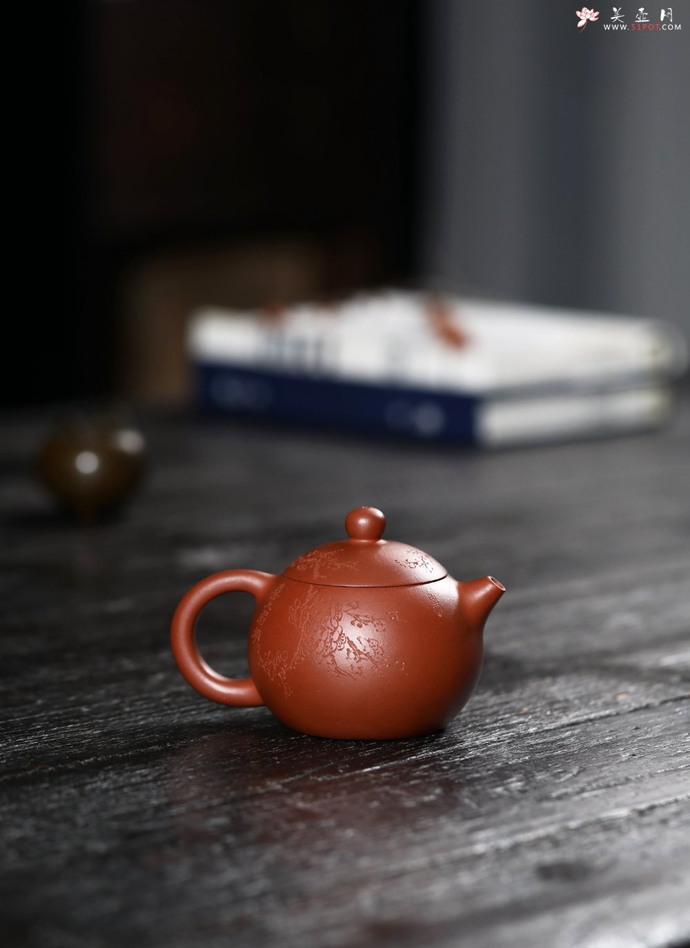 紫砂壶图片：潜力股周小培 黄龙山小红泥 特好全手工西施 装饰喜上眉梢 特文气 - 全手工紫砂壶网