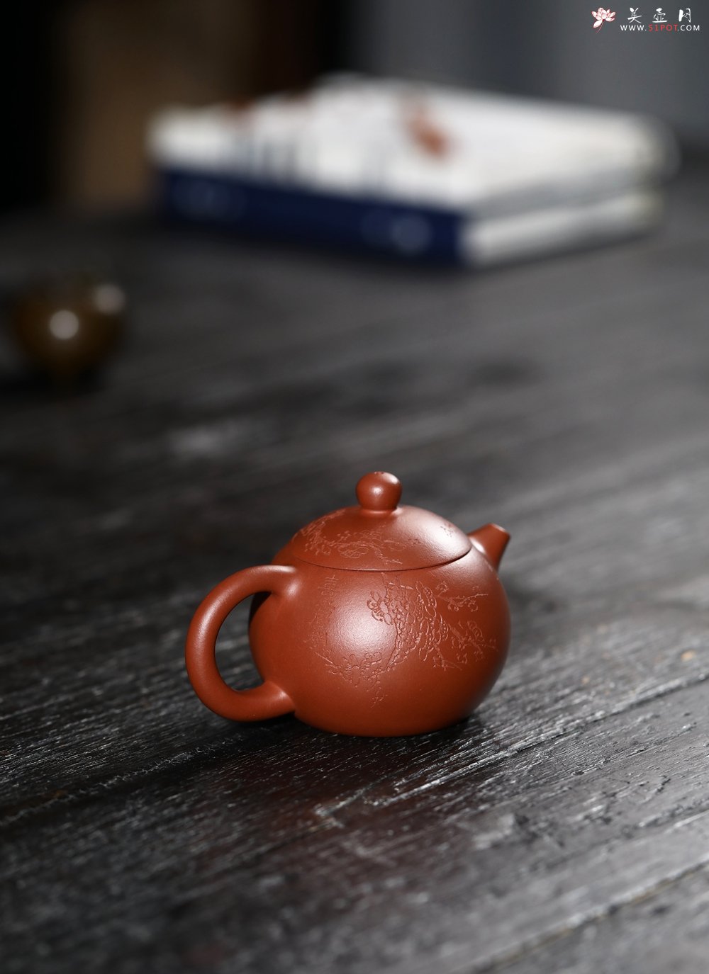 紫砂壶图片：潜力股周小培 黄龙山小红泥 特好全手工西施 装饰喜上眉梢 特文气 - 全手工紫砂壶网
