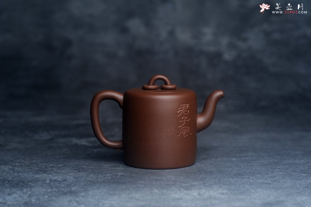 紫砂壶图片：美壶特惠 潜力股王静然 优质文革紫泥双圈壶 君子风 装饰文雅 - 全手工紫砂壶网