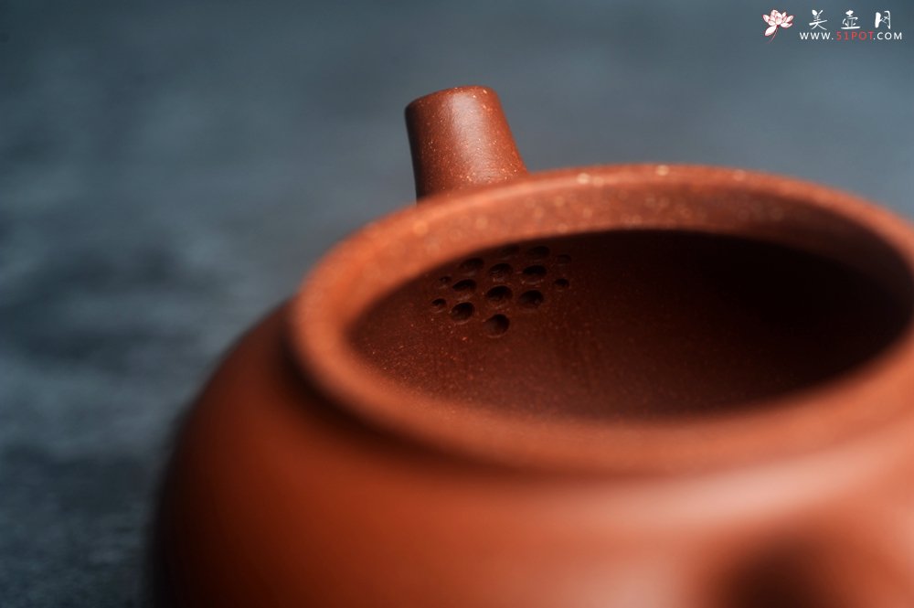 紫砂壶图片：潜力股王老师 美壶特惠 全手工红降坡小品玉帽水平壶 大口实用 特文气 - 全手工紫砂壶网