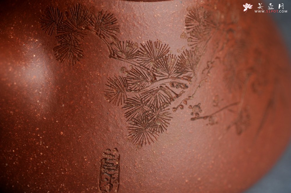 紫砂壶图片：潜力股周小培全手工降坡泥子冶石瓢 范小君徒杨志超装饰岁寒三友 特文气 - 全手工紫砂壶网