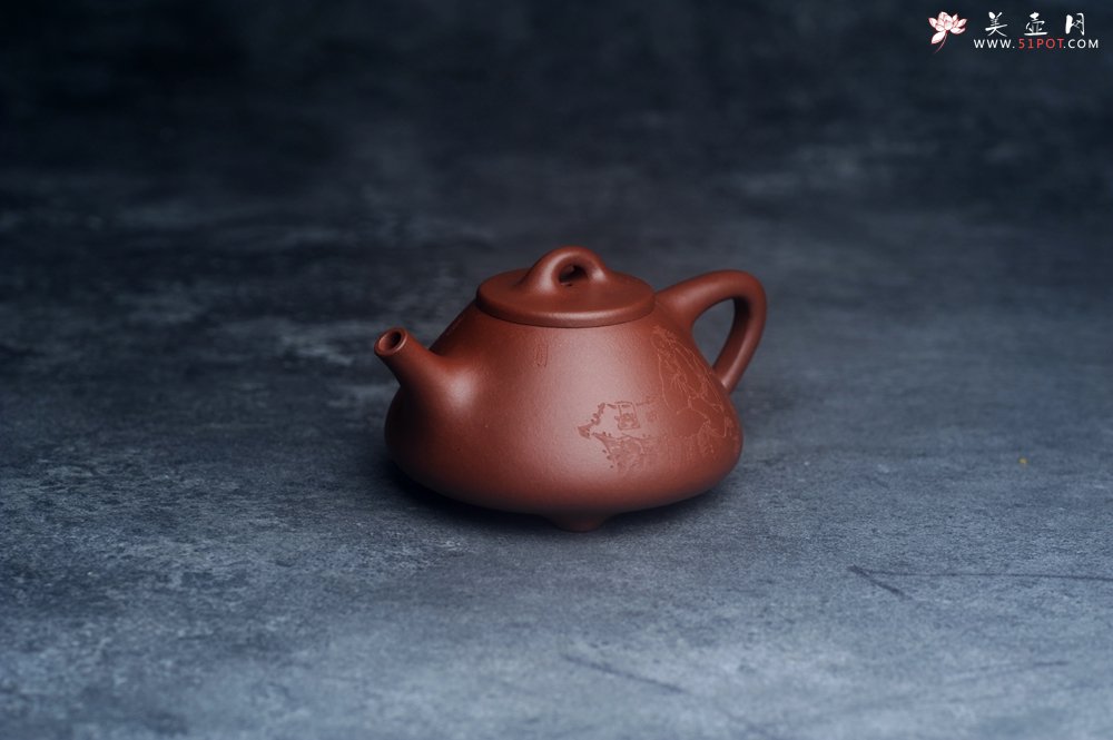 紫砂壶图片：特好底曹青 全手工小子冶石瓢 品一壶香茗做半日神仙 装饰特文气 期待与亲结缘 - 全手工紫砂壶网