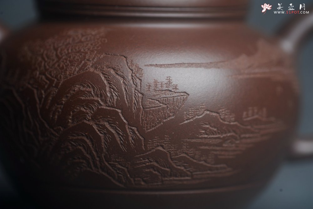 紫砂壶图片：美壶特惠 特好老紫泥山水佳音巨轮壶 茶人醉爱 - 全手工紫砂壶网