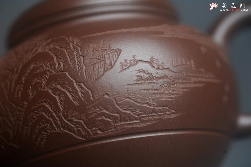 紫砂壶图片：美壶特惠 特好老紫泥山水佳音巨轮壶 茶人醉爱 - 全手工紫砂壶网