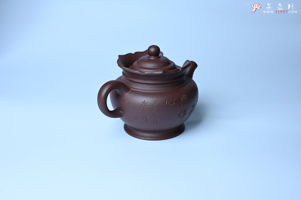 紫砂壶图片：实力派工艺师周斌 老紫泥精工僧帽壶 - 全手工紫砂壶网