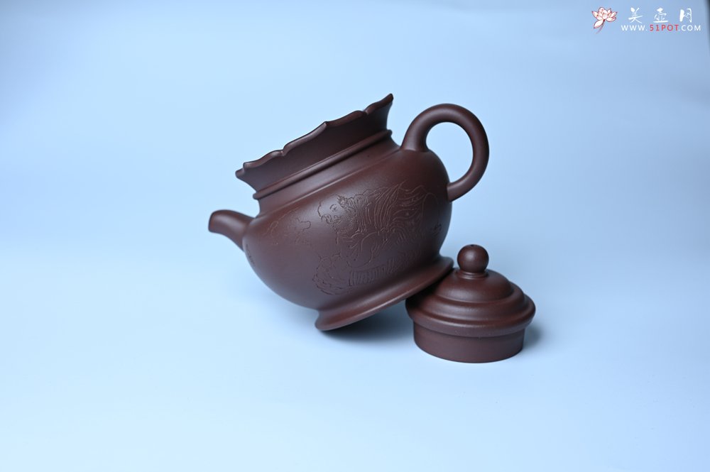 紫砂壶图片：实力派工艺师周斌 老紫泥精工僧帽壶 - 全手工紫砂壶网