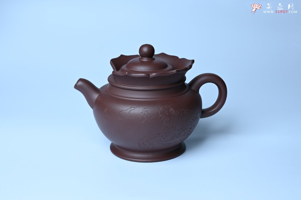 紫砂壶图片：实力派工艺师周斌 老紫泥精工僧帽壶 - 全手工紫砂壶网
