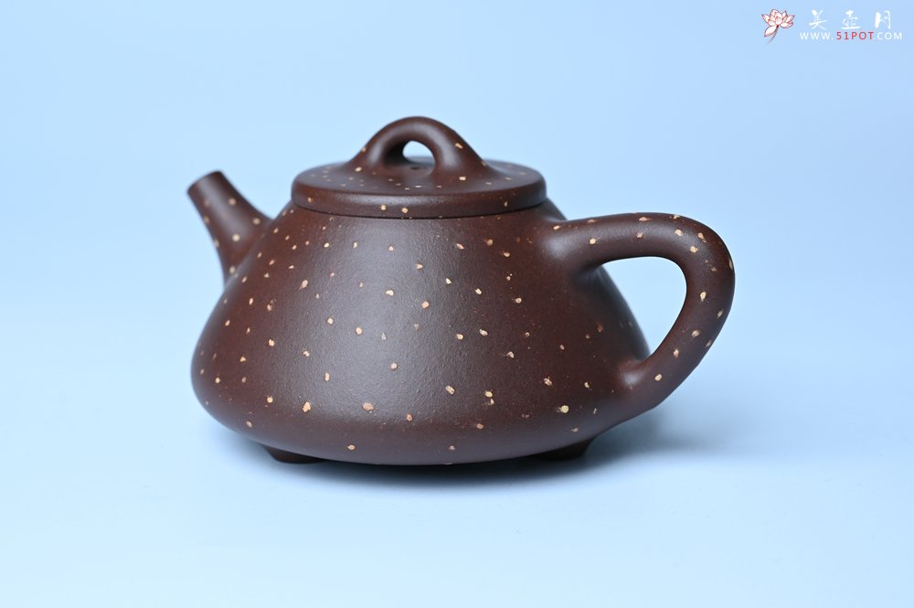 紫砂壶图片：潜力股周小培 特好老紫泥铺砂全手工子冶石瓢 - 全手工紫砂壶网