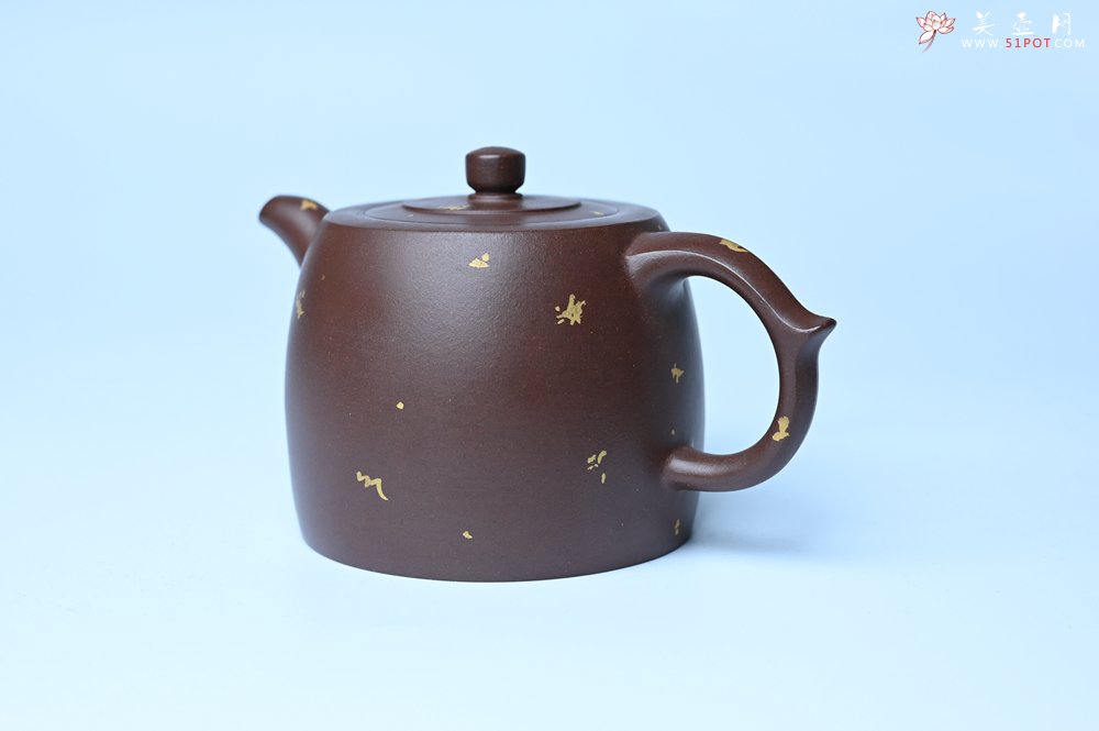 紫砂壶图片：美壶特惠 特好老紫泥洒金井栏壶 茶人醉爱 - 全手工紫砂壶网