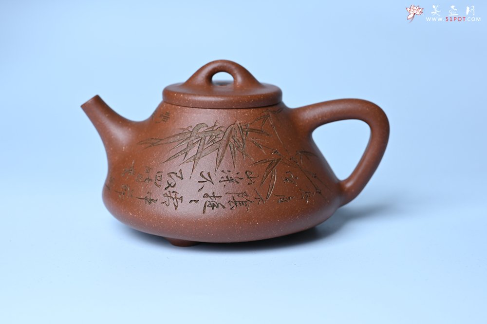 紫砂壶图片：潜力股周小培全手工降坡泥子冶石瓢 范小君徒杨志超装饰竹 特文气 - 全手工紫砂壶网