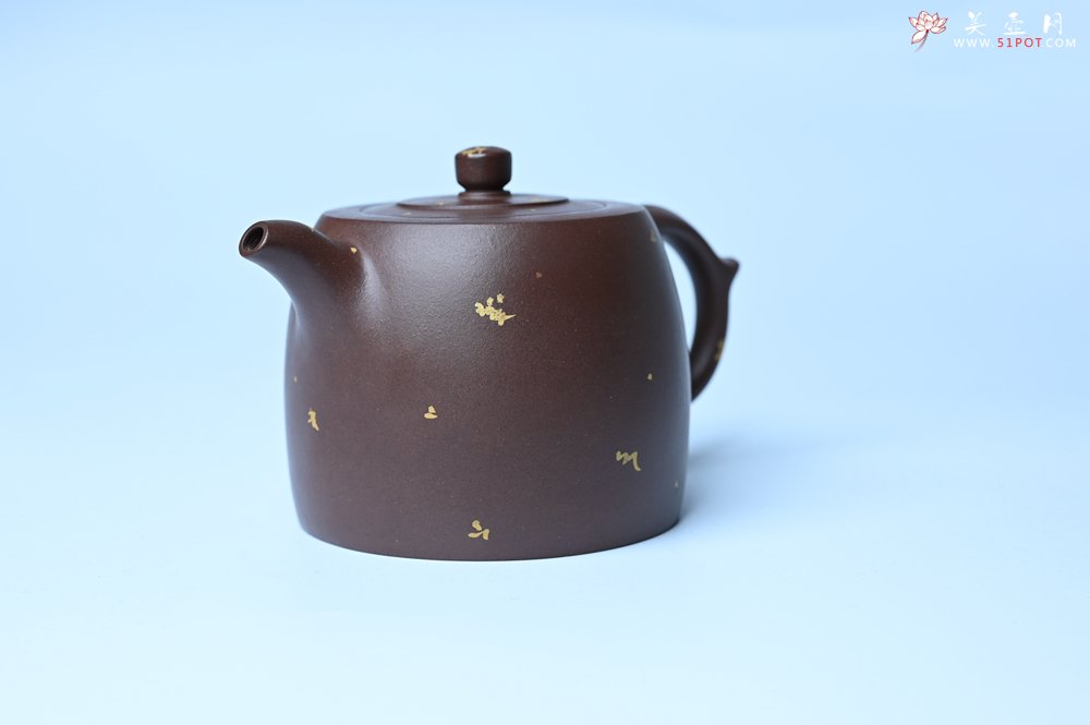 紫砂壶图片：美壶特惠 特好老紫泥洒金井栏壶 茶人醉爱 - 全手工紫砂壶网