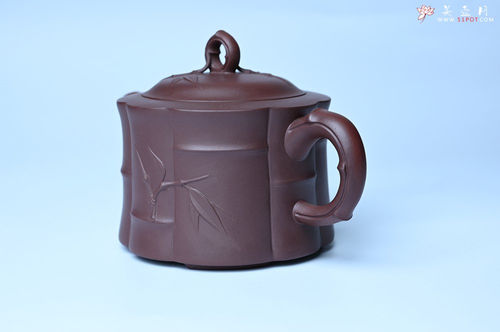 紫砂壶图片：美壶特惠 紫砂壶手工手制优质紫泥八段竹壶 茶人醉爱 - 全手工紫砂壶网