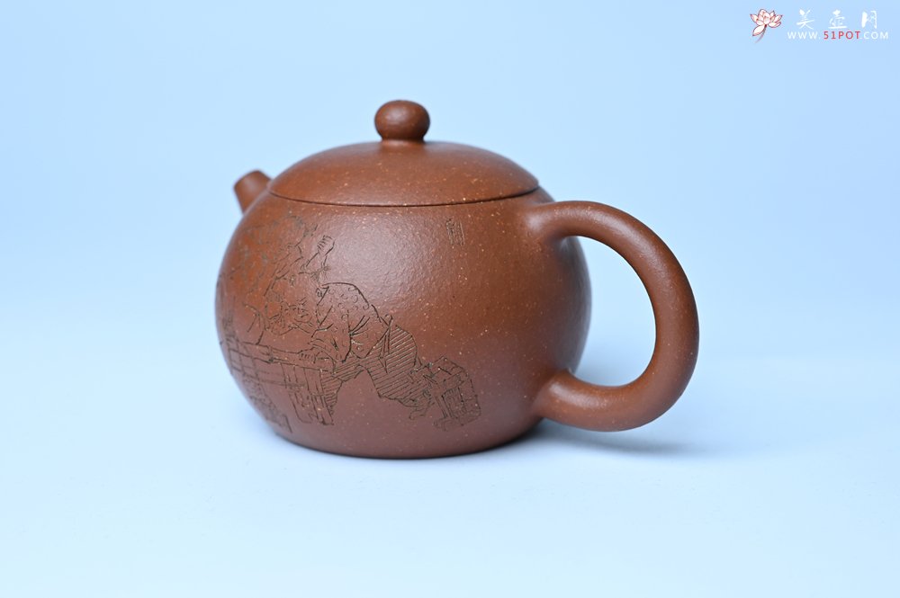 紫砂壶图片：油润降坡泥全手工小品西施壶  装饰童子图 天真无邪 - 全手工紫砂壶网