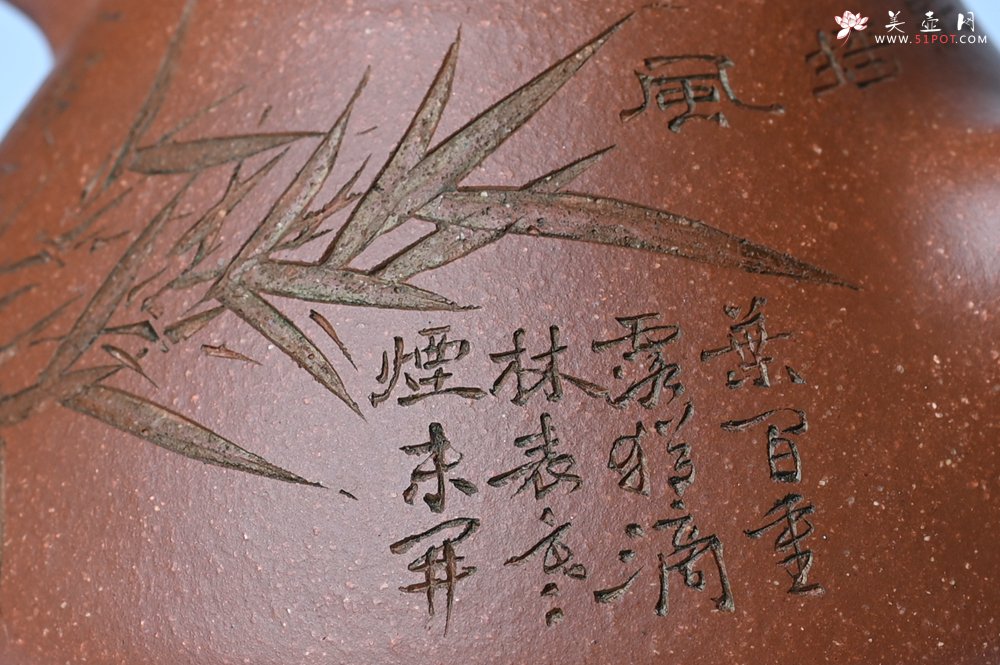 紫砂壶图片：潜力股周小培全手工降坡泥子冶石瓢 范小君徒杨志超装饰竹 特文气 - 全手工紫砂壶网