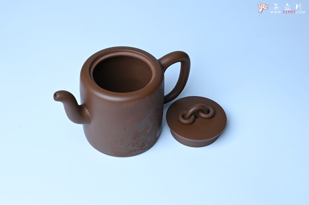 紫砂壶图片：美壶特惠 潜力股王静然 优质紫泥双圈壶 兴来每独往 胜事空自知 装饰文雅 - 全手工紫砂壶网