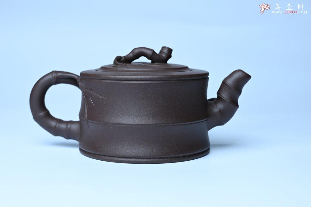 紫砂壶图片：美壶特惠 精致老紫泥可心竹段壶 茶人醉爱 - 全手工紫砂壶网