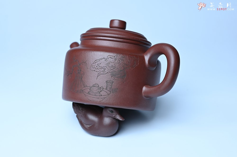 紫砂壶图片：油润黄龙山4号深井红皮龙 全手工德中壶 做工特好 装饰清供图 特文气 - 全手工紫砂壶网