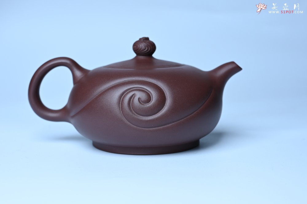 紫砂壶图片：美壶双11特惠 盖花泥 精工油润老紫泥如意半珠 茶人醉爱 - 全手工紫砂壶网