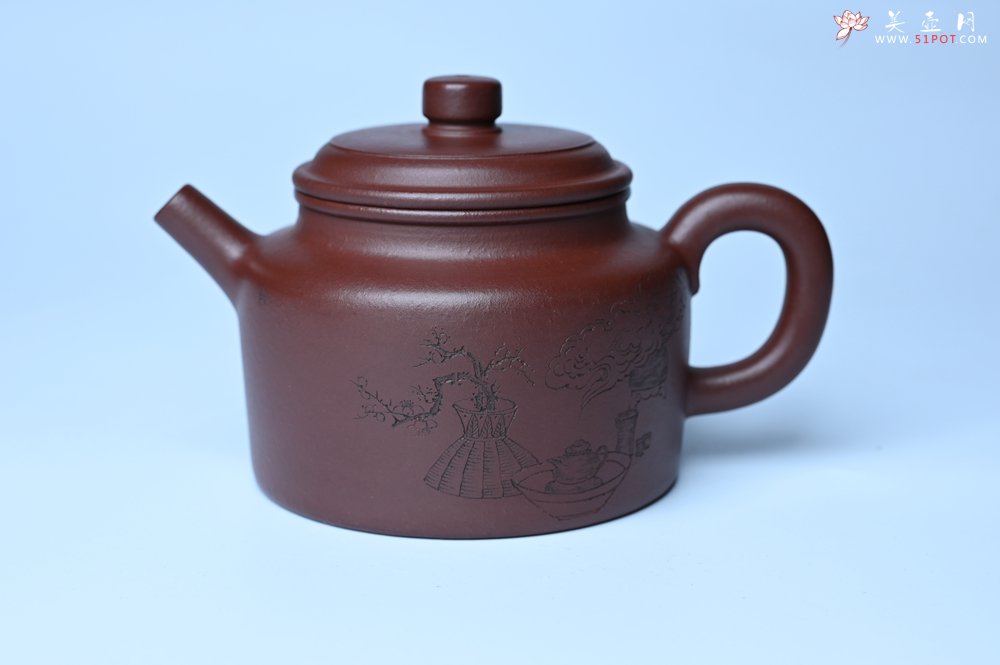 紫砂壶图片：油润黄龙山4号深井红皮龙 全手工德中壶 做工特好 装饰清供图 特文气 - 全手工紫砂壶网