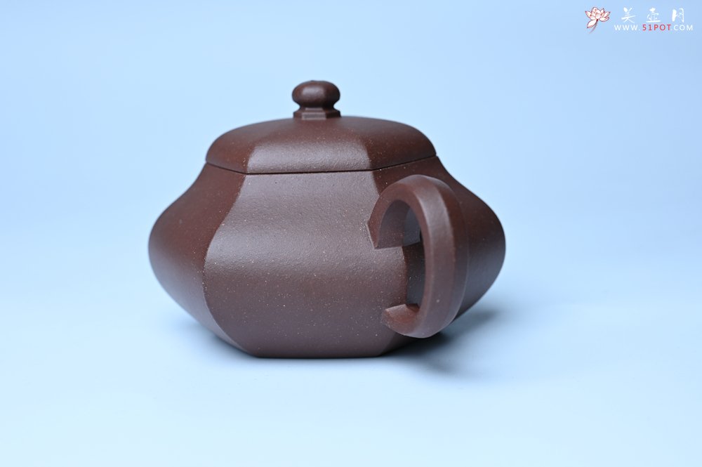 紫砂壶图片：美壶特惠 朱老师全手工六方君德壶 茶人醉爱 - 全手工紫砂壶网