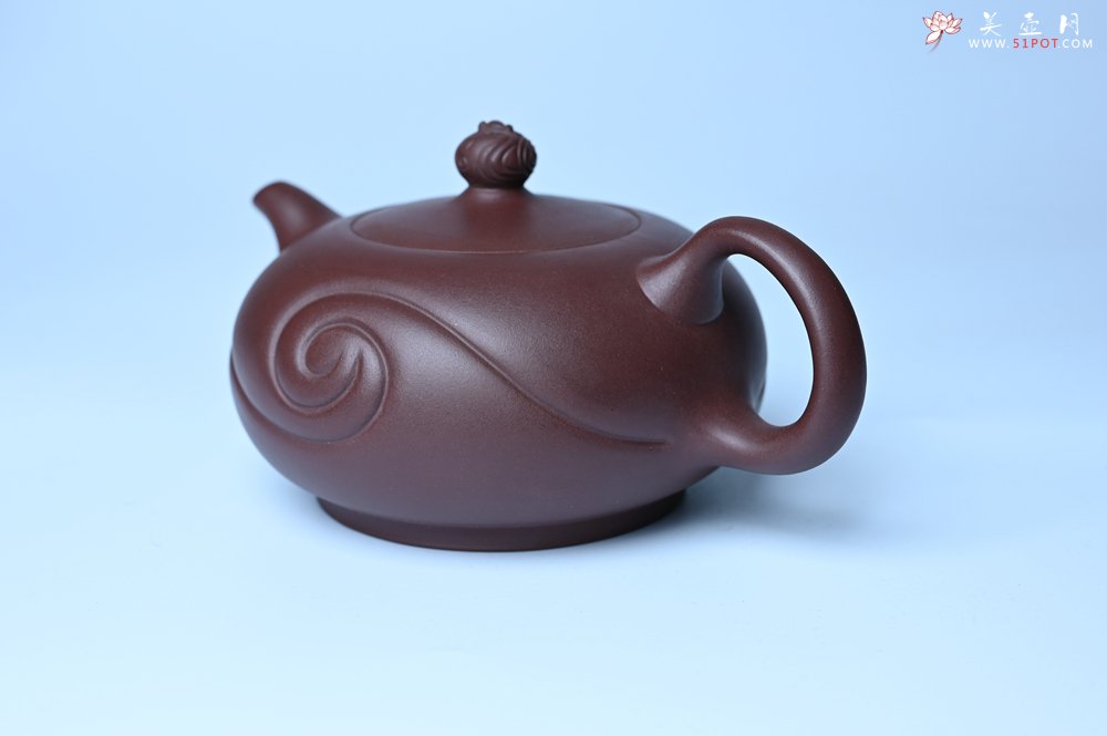 紫砂壶图片：美壶双11特惠 盖花泥 精工油润老紫泥如意半珠 茶人醉爱 - 全手工紫砂壶网