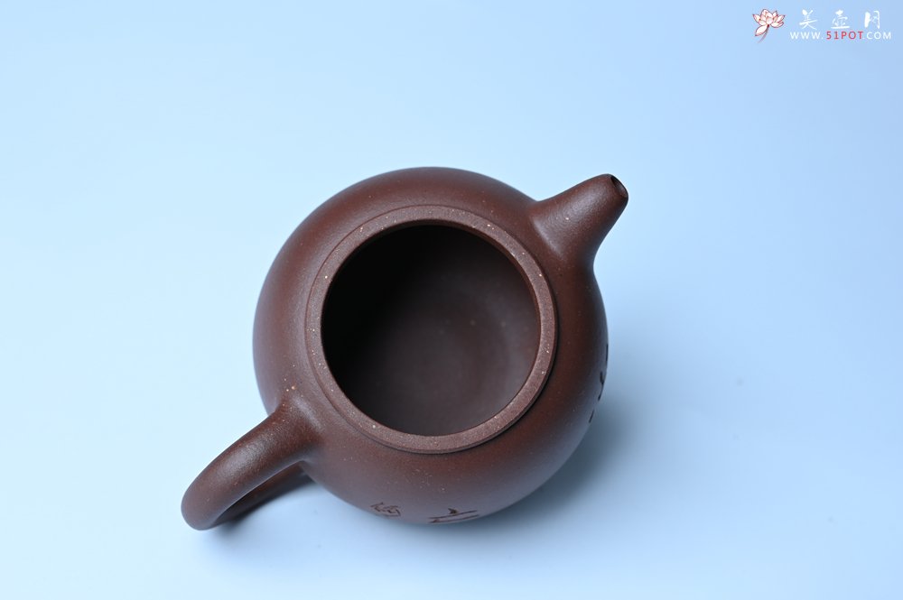 紫砂壶图片：毛国强入室弟子黄云初 特好老紫泥匏尊壶 名家何水法书法“坐忘” 刘世涛伯陶刻 - 全手工紫砂壶网