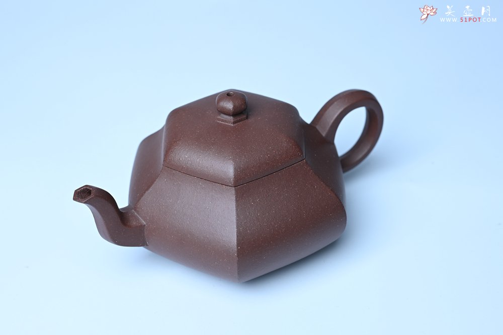 紫砂壶图片：美壶特惠 朱老师全手工六方君德壶 茶人醉爱 - 全手工紫砂壶网