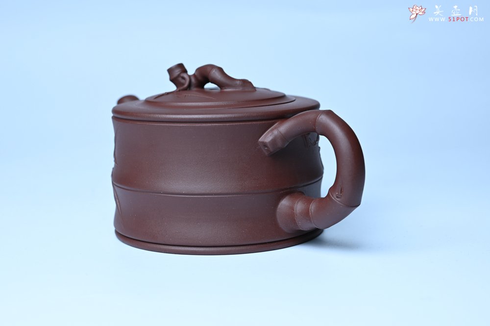 紫砂壶图片：美壶特惠 精致紫泥可心竹段壶 茶人醉爱 - 全手工紫砂壶网