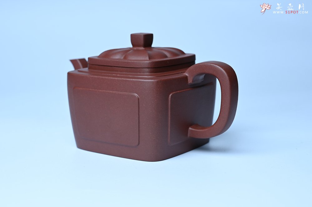 紫砂壶图片：美壶特惠 全手工优质紫红泥精致四方菱花壶 特文气 - 全手工紫砂壶网