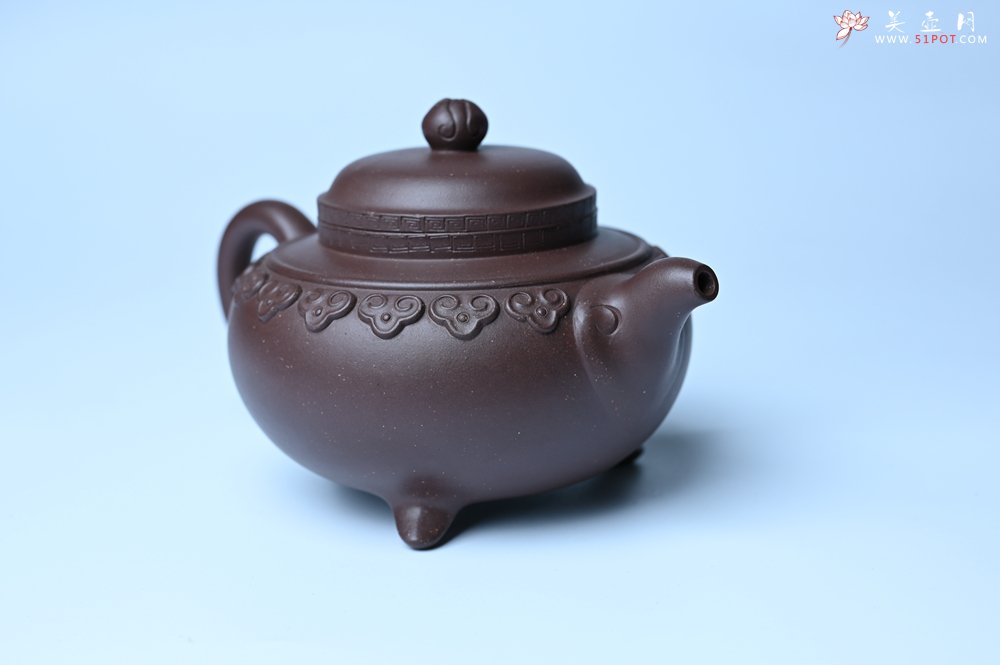 紫砂壶图片：美壶特惠 精致紫泥云肩如意壶 茶人醉爱 - 全手工紫砂壶网