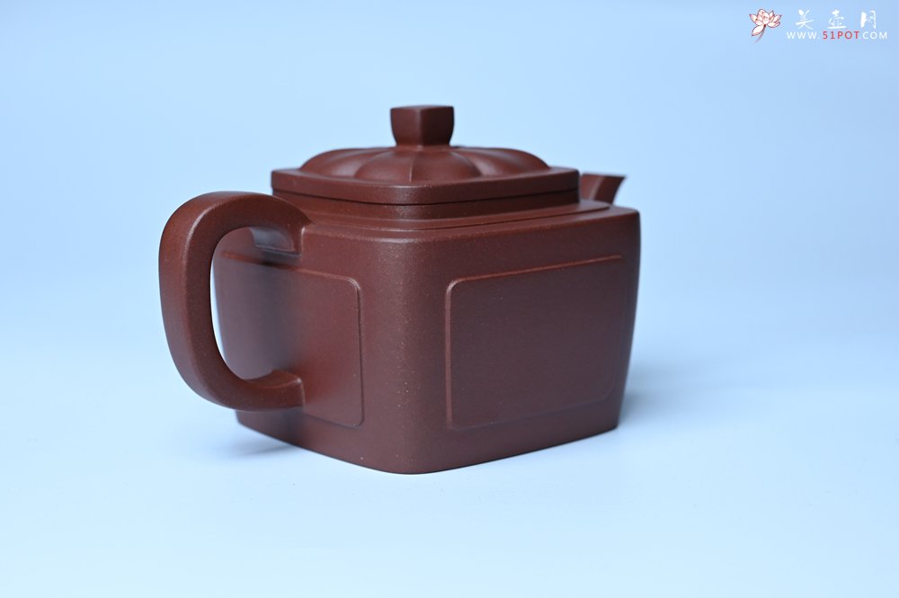 紫砂壶图片：美壶特惠 全手工优质紫红泥精致四方菱花壶 特文气 - 全手工紫砂壶网
