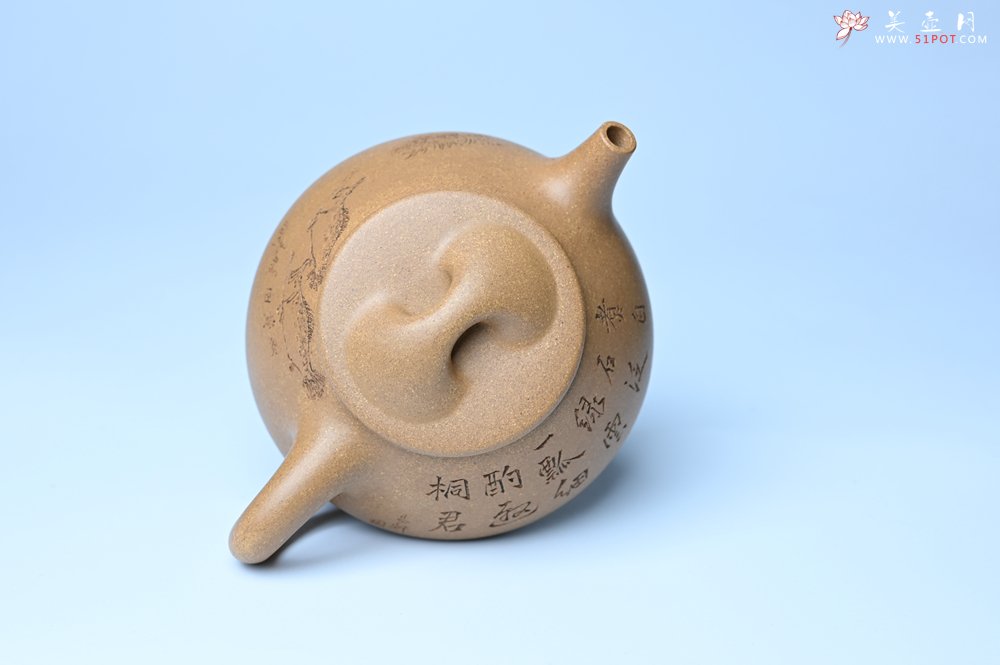 紫砂壶图片：潜力股周小培全手工老黄段泥（家藏老料 油润无比 识者自知）景舟石瓢 装饰鳜鱼图 双贵图 寓意富贵如意 - 全手工紫砂壶网