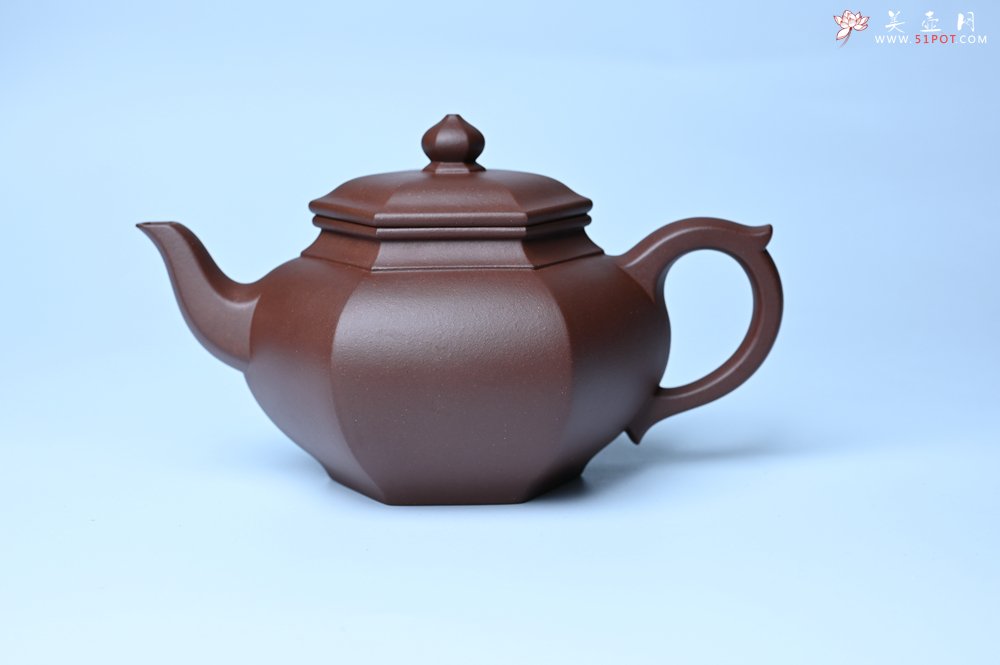 紫砂壶图片：实力派张海艳全手工六方笑樱壶 做工灰常精致 气韵流畅 - 全手工紫砂壶网