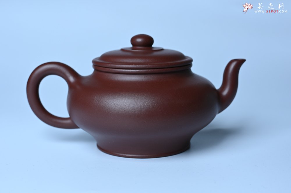 紫砂壶图片：油润黄龙山4号深井红皮龙 全手工摹顾景舟高虚扁 做工特好 - 全手工紫砂壶网
