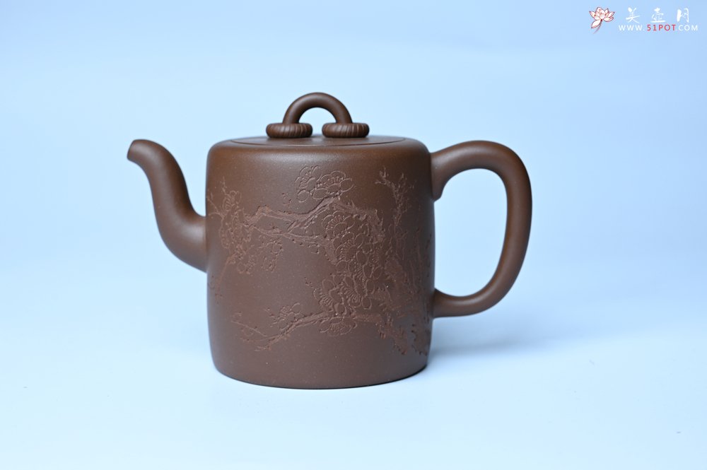 紫砂壶图片：美壶特惠 潜力股王静然 优质紫泥双圈壶 春风大雅能容物 装饰文雅 - 全手工紫砂壶网