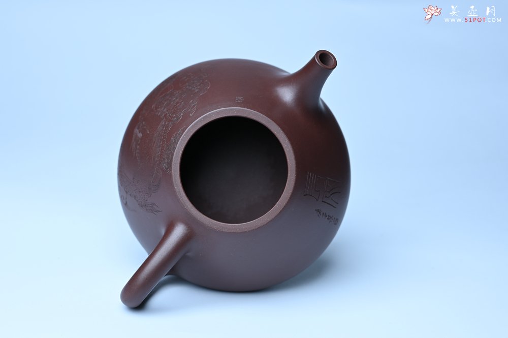 紫砂壶图片：特油润底曹青 全手工子冶石瓢 助工装饰菩萨坐骑瑞兽 - 全手工紫砂壶网