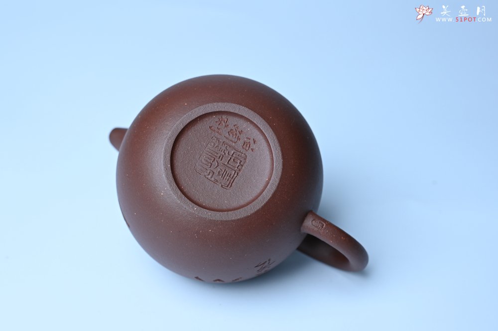 紫砂壶图片：毛国强入室弟子黄云初 特好老紫泥匏尊壶 名家何水法书法“坐忘” 刘世涛伯陶刻 - 全手工紫砂壶网