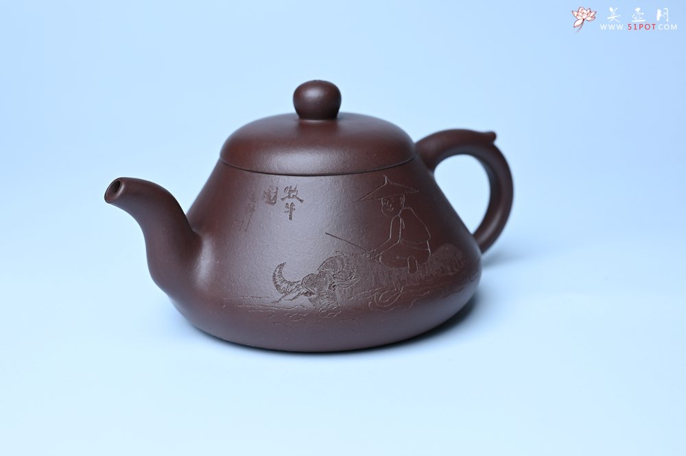 紫砂壶图片：潜力股周小培老师全手工底槽青缘德壶（借问酒家何处有）牧童遥指杏花村 期待与您结缘 - 全手工紫砂壶网
