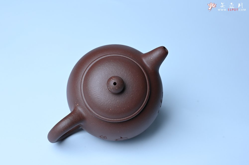 紫砂壶图片：毛国强入室弟子黄云初 特好老紫泥匏尊壶 名家何水法书法“坐忘” 刘世涛伯陶刻 - 全手工紫砂壶网