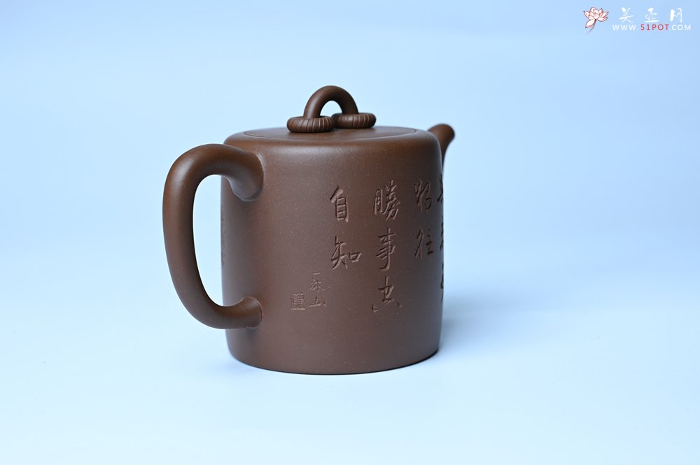 紫砂壶图片：美壶特惠 潜力股王静然 优质紫泥双圈壶 兴来每独往 胜事空自知 装饰文雅 - 全手工紫砂壶网