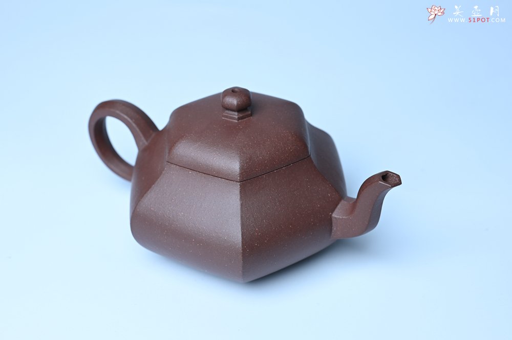 紫砂壶图片：美壶特惠 朱老师全手工六方君德壶 茶人醉爱 - 全手工紫砂壶网
