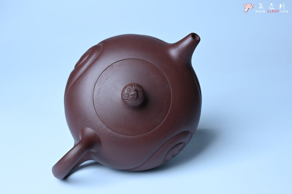 紫砂壶图片：美壶双11特惠 盖花泥 精工油润老紫泥如意半珠 茶人醉爱 - 全手工紫砂壶网