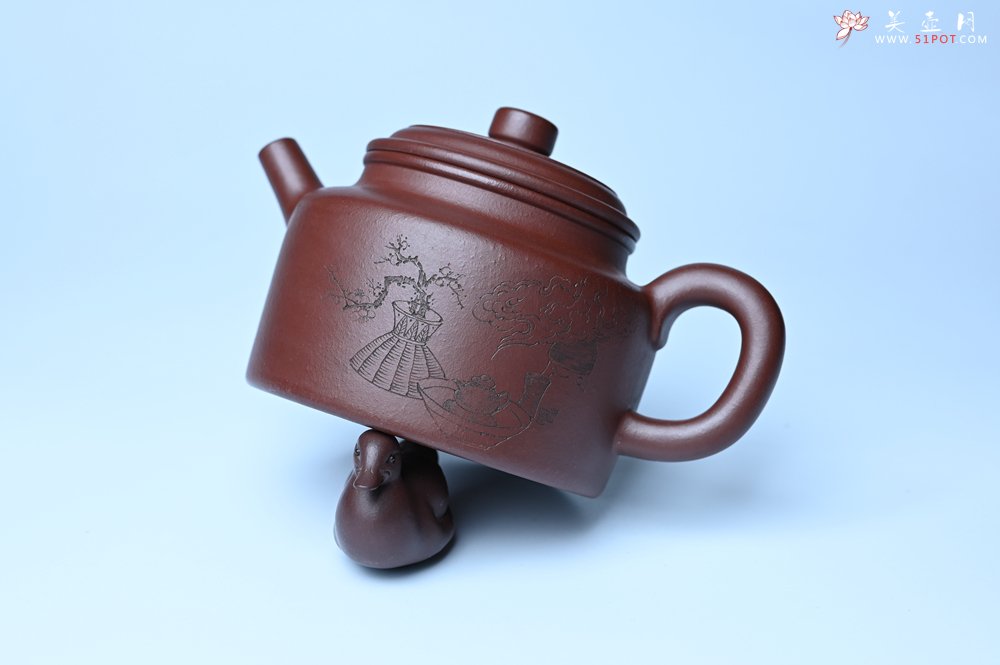 紫砂壶图片：油润黄龙山4号深井红皮龙 全手工德中壶 做工特好 装饰清供图 特文气 - 全手工紫砂壶网