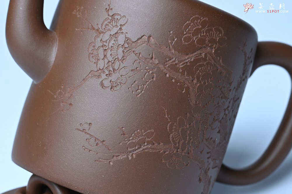 紫砂壶图片：美壶特惠 潜力股王静然 优质紫泥双圈壶 春风大雅能容物 装饰文雅 - 全手工紫砂壶网