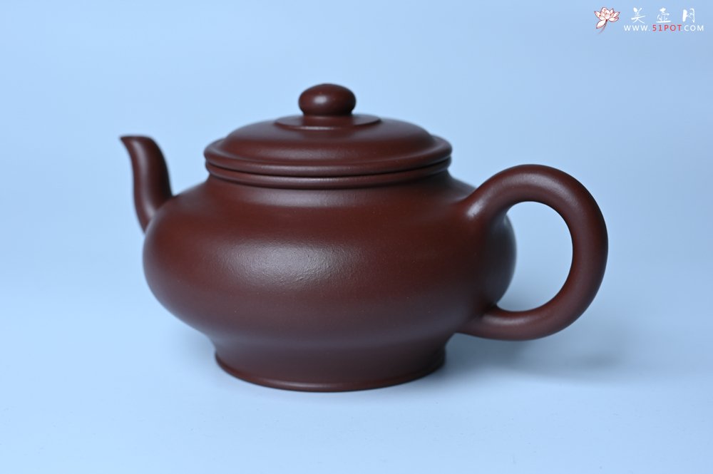 紫砂壶图片：油润黄龙山4号深井红皮龙 全手工摹顾景舟高虚扁 做工特好 - 全手工紫砂壶网
